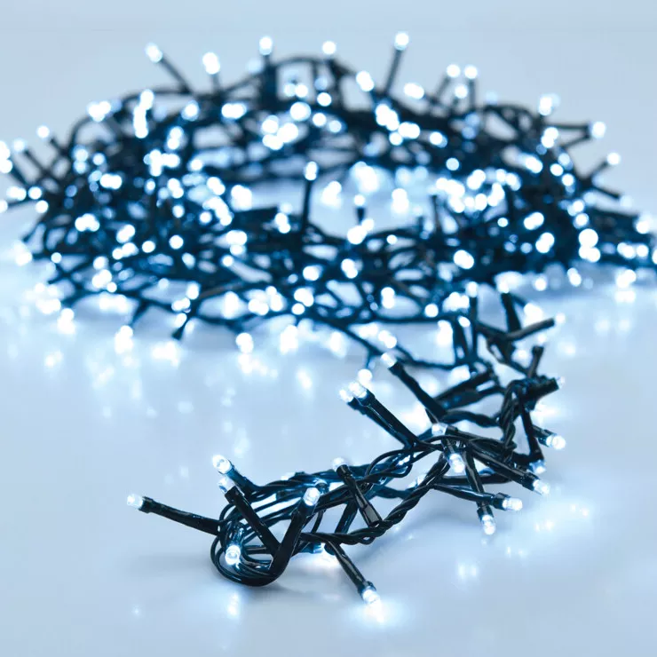 Guirlande lumineuse à piles 4 m 200 LED câble vert Boa Blanc froid
