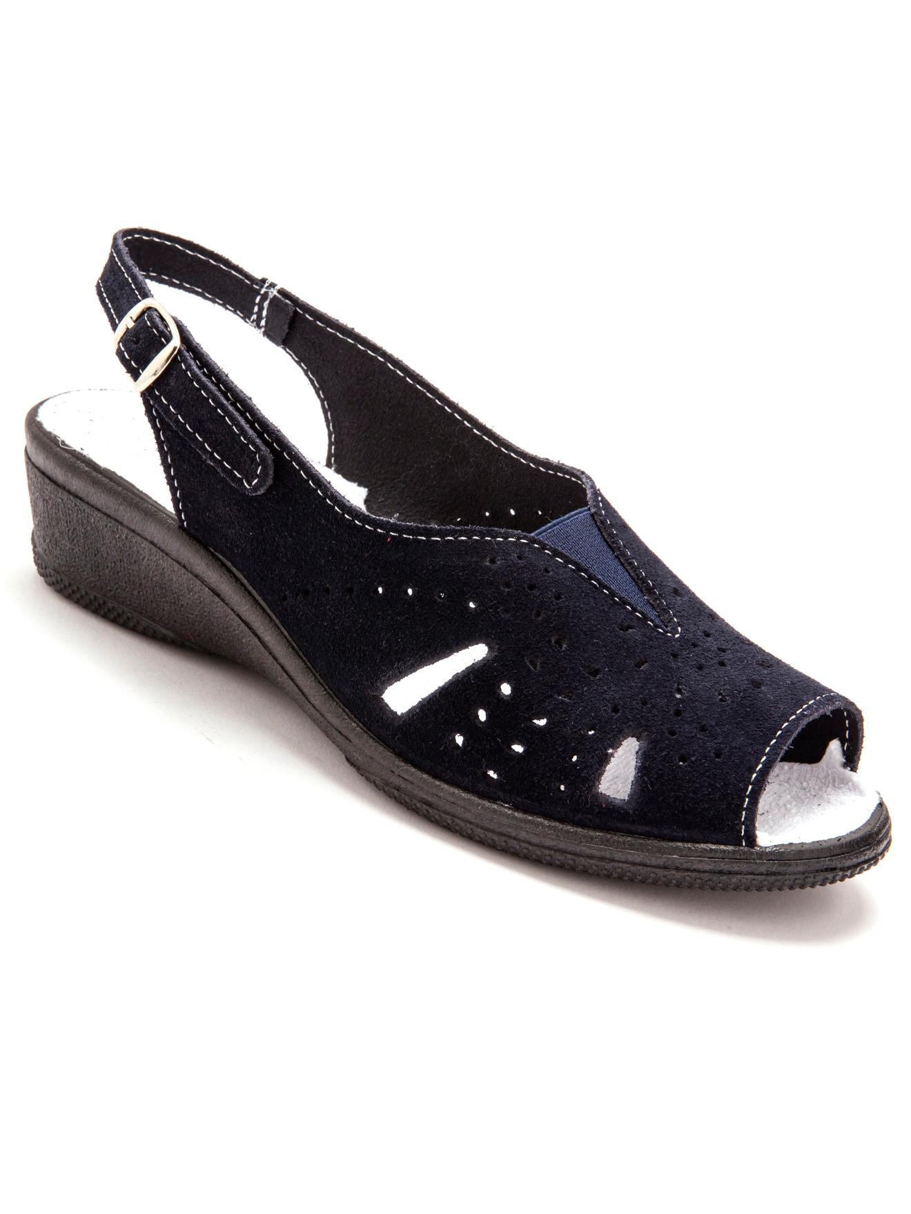Sandales cuir velours grande largeur