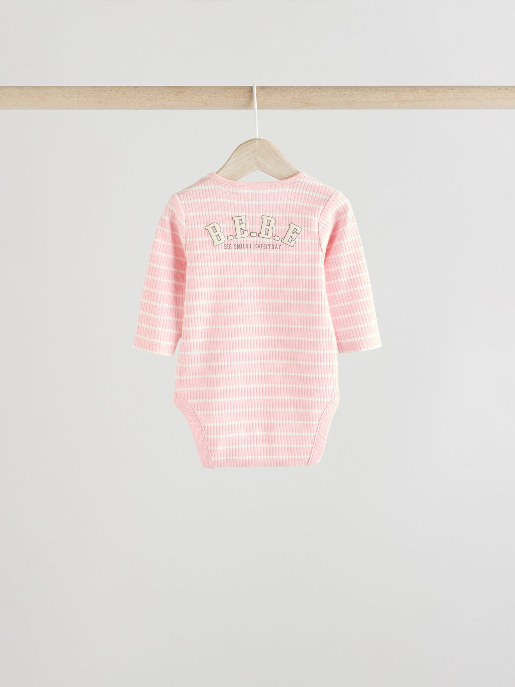 Roze met slogan - Set van 3 babyrompertjes met lange mouwen