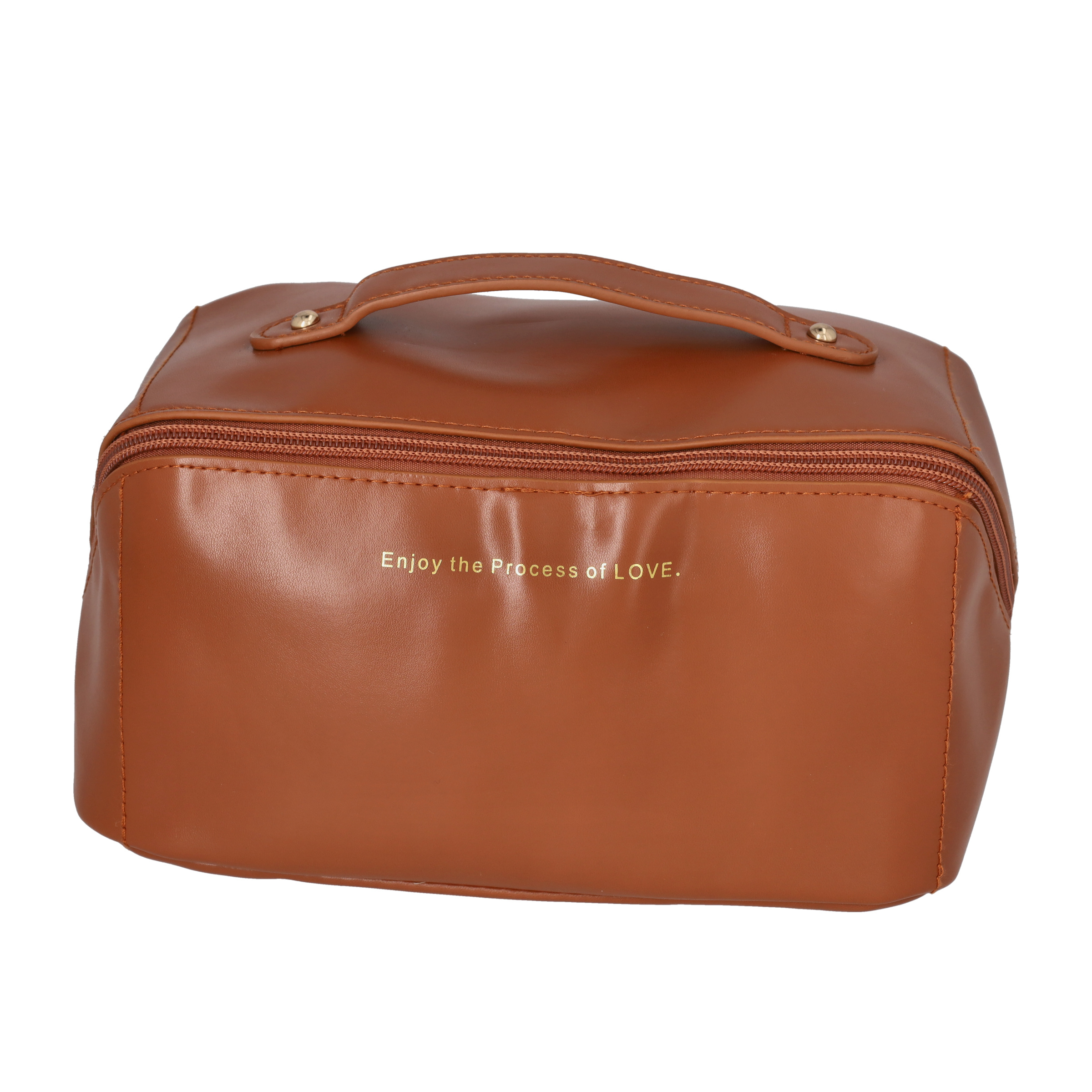 (21x13x12cm) Kosmetik Make Up Tasche Necessaire Organizer Bag mit Reissverschluss - Braun