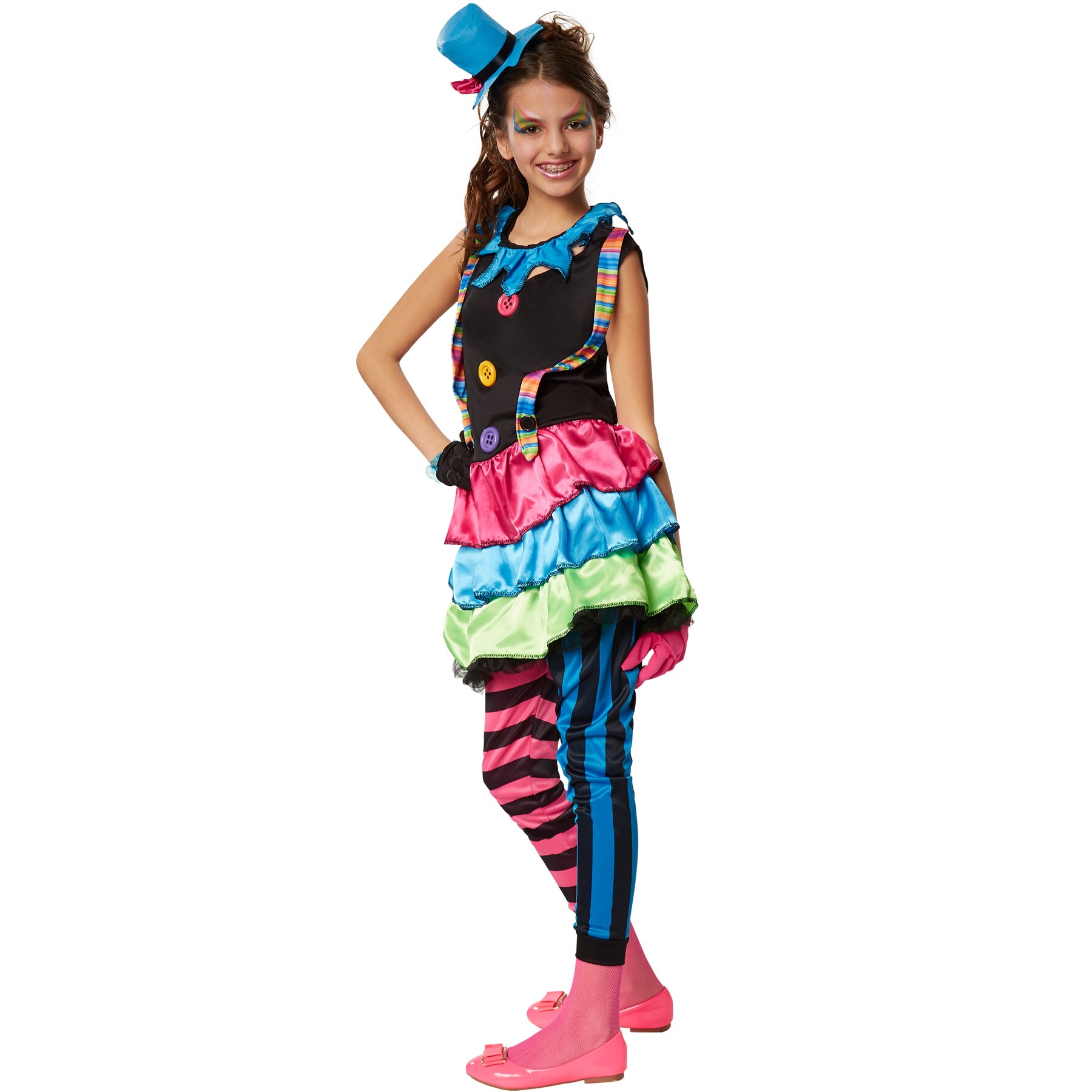 tectake® Mädchenkostüm Crazy New Wave Clown
