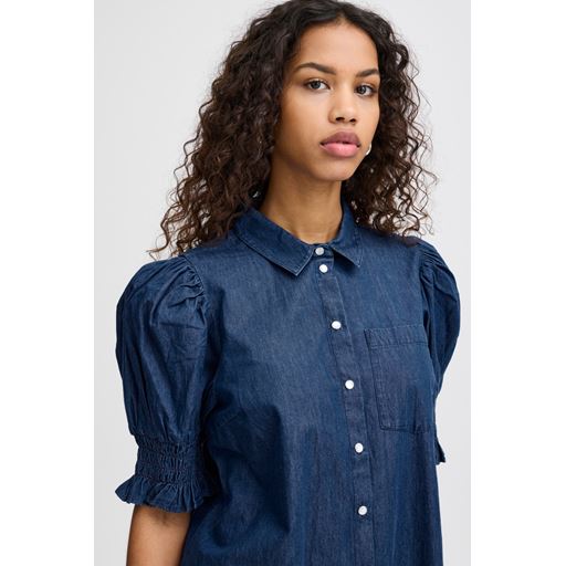 Ichi Borgie Skjorte, Washed Dark Blue, 42