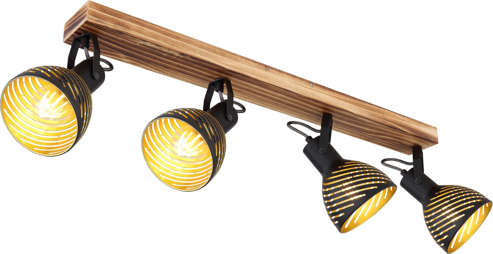 Deckenstrahler - dunkelbraun - gold - Holz - 80 cm