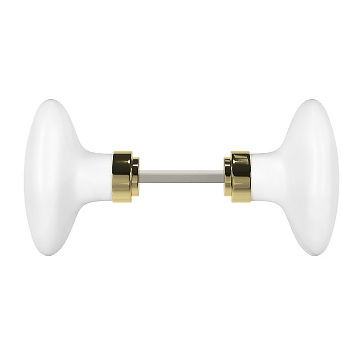Lot 2 boutons de porte ovale GoodHome blanc l.4.2cm x h.6.5cm
