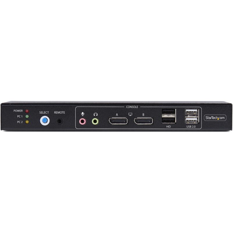 StarTech.com Switch KVM DisplayPort 2 Ports avec Matrice Vidéo Double Vue, 4K 60Hz, Hub 4x Ports USB, Commutateur KVM, Commutation par Touche de Raccourci, Matrice KVM DP 1.2, Conforme TAA