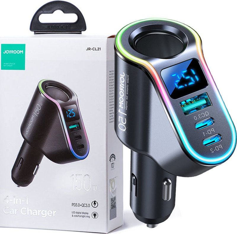 Joyroom Autolader Snellader 4-in-1 - 150W - Zwart