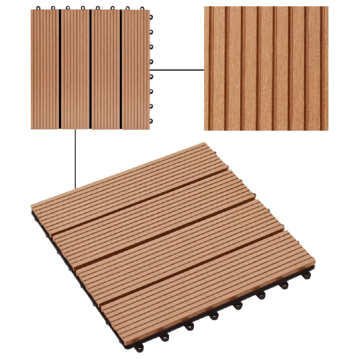 vidaXL Carreaux de terrasse 2 m² - Teck WPC