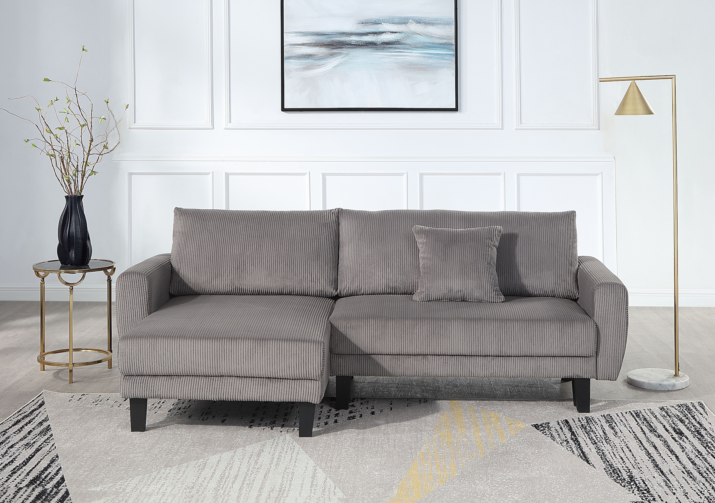 ATLANTIC home collection Ecksofa »Leonid L-Form« mit Schlaffunktion und Bettkasten