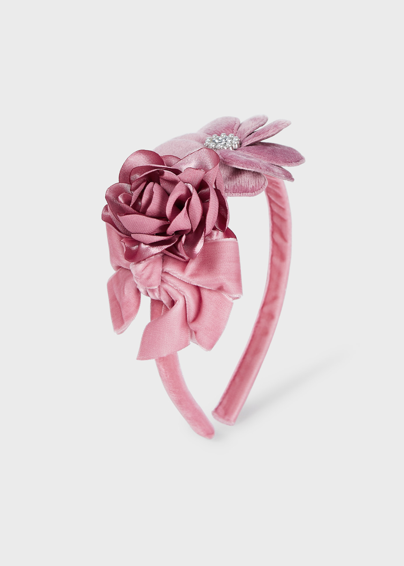 Tiara floral de veludo para meninas
