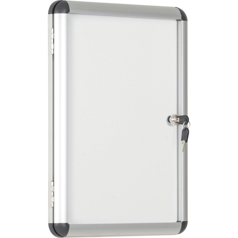 Vitrine intérieure acier laqué porte battante cadre aluminium Bi-Office Enclore - 2 feuilles