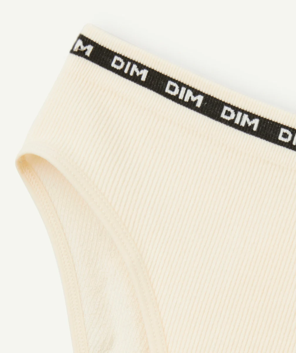 DIMculotte côtelée fille beige avec élastique noir