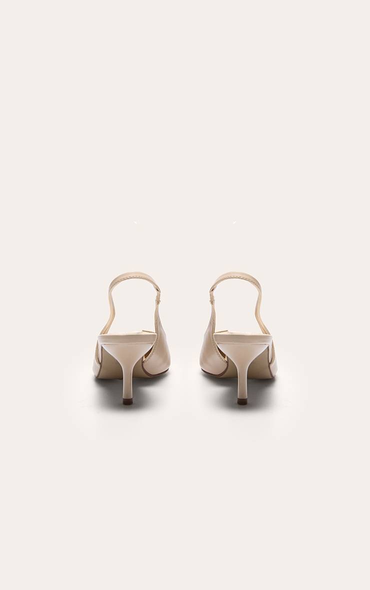 Crème Escarpins À Bout Pointu Et Bride Arrière En Synthétiquecuir À Talon Moyen