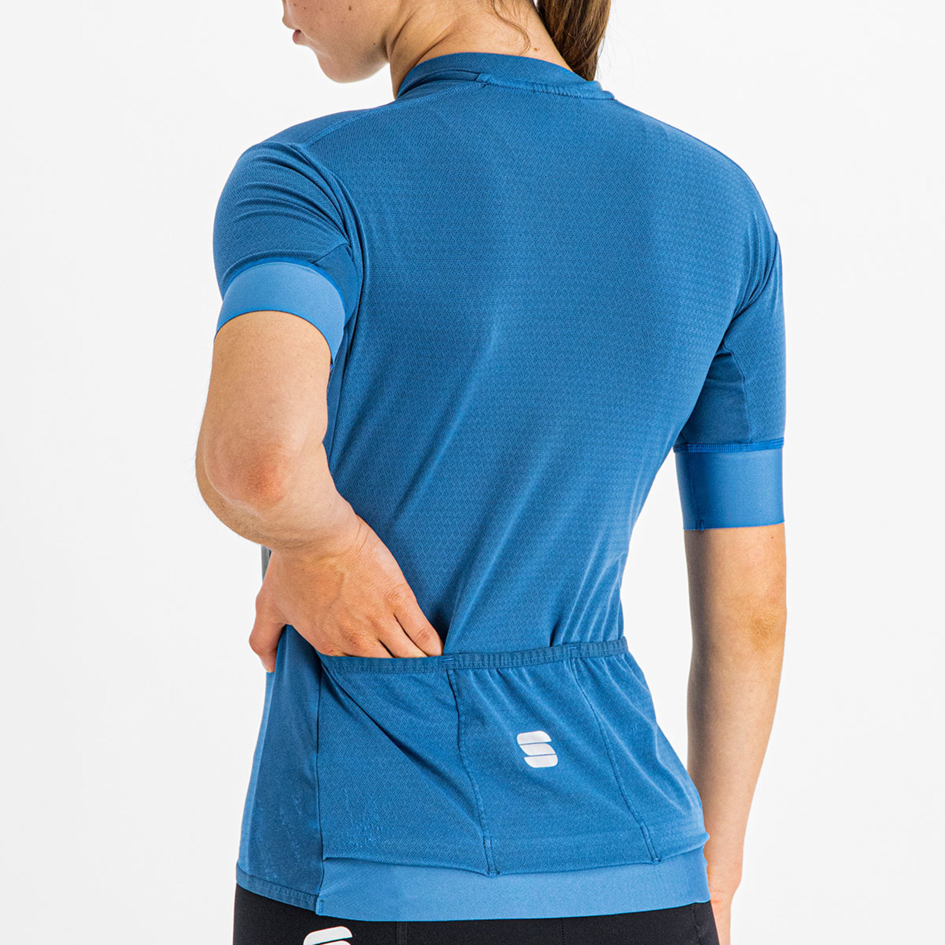 Sportful Monocrom Fietsshirt Korte Mouwen Blauw Dames