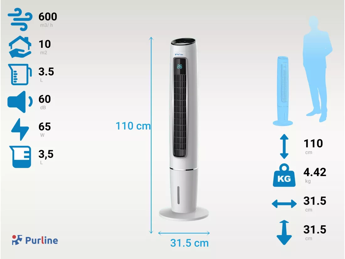 Rafraichisseur d'air par évaporation électronique à débit élevé