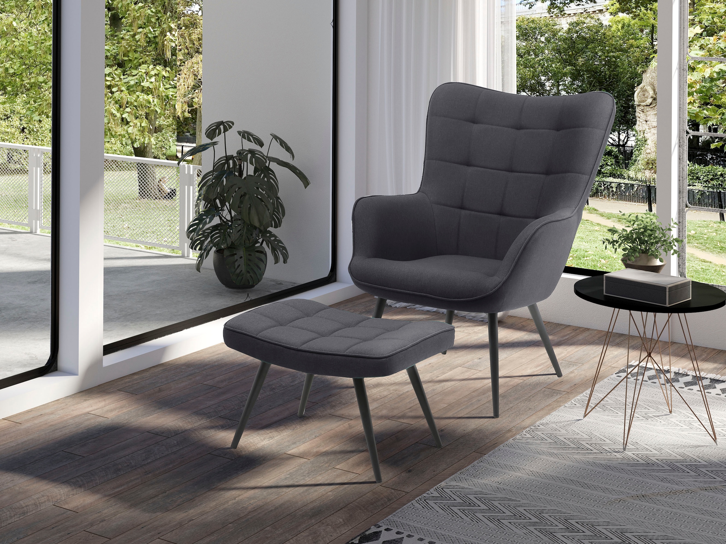 byLIVING Sessel »Uta« 1 Stk. tlg. wahlweise mit oder ohne Hocker, in Cord, Samt oder Webstoff