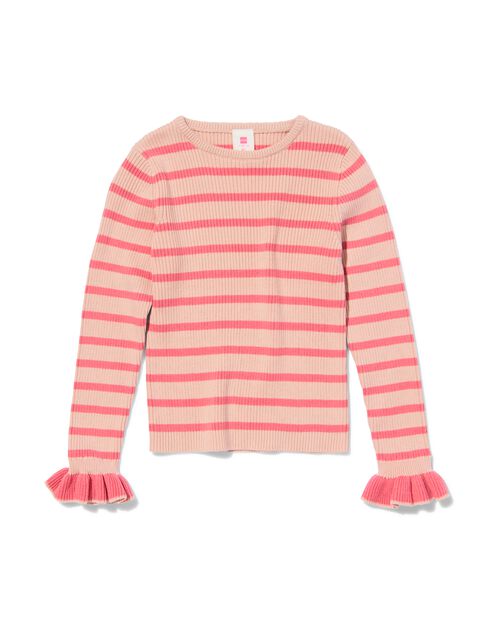 haut enfant en maille côtelée rayé rose