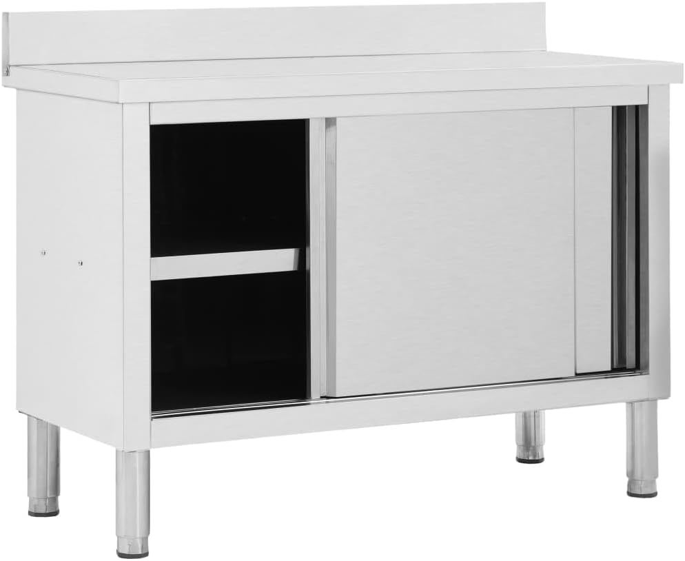 Arbeitsschrank mit Schiebetüren 120x50x(95 97) cm Edelstahl