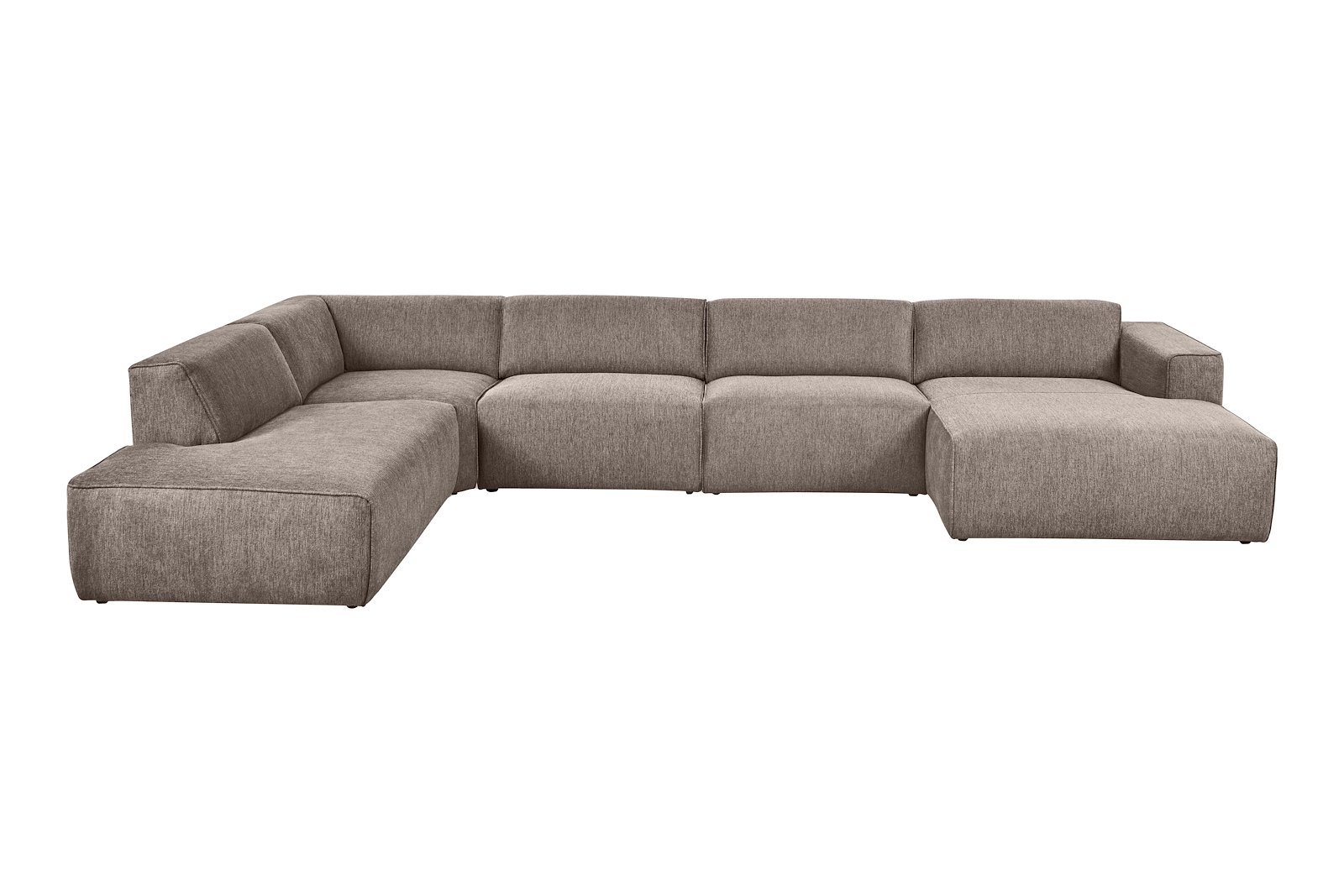 Enjoy U-sofa oppsett Åpen ende venstre liten, hjørne, 2-seter, sjeselong høyre liten i tekstil Brego 34 Stone med sorte ben