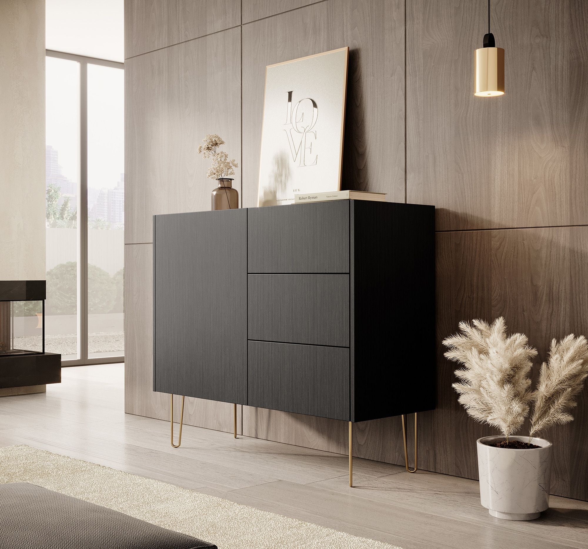 Meubella - Dressoir Hacienda - Zwart - 97 cm