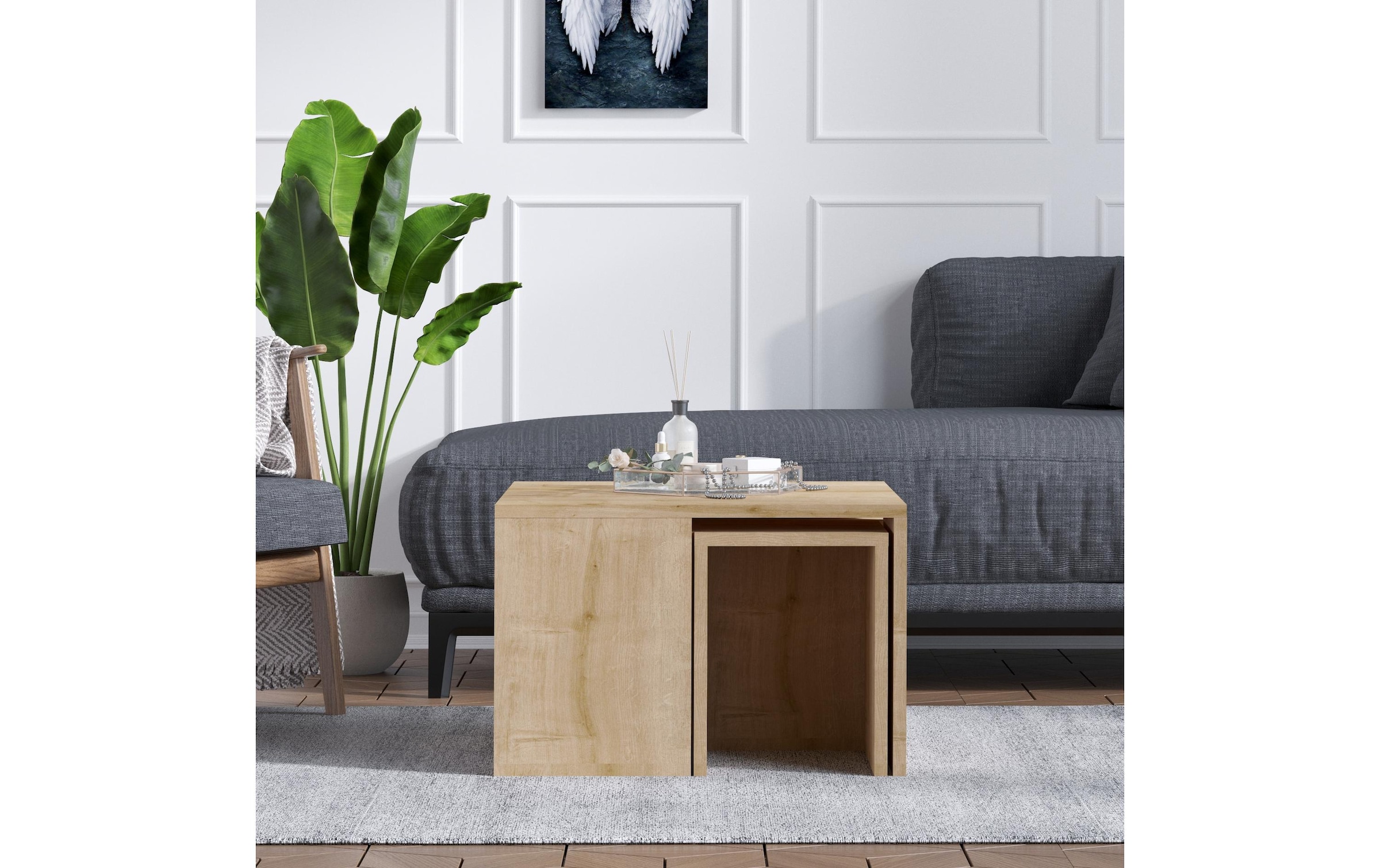 WOODY FASHION Beistelltisch »Ortanca 5-er Set, Nature«