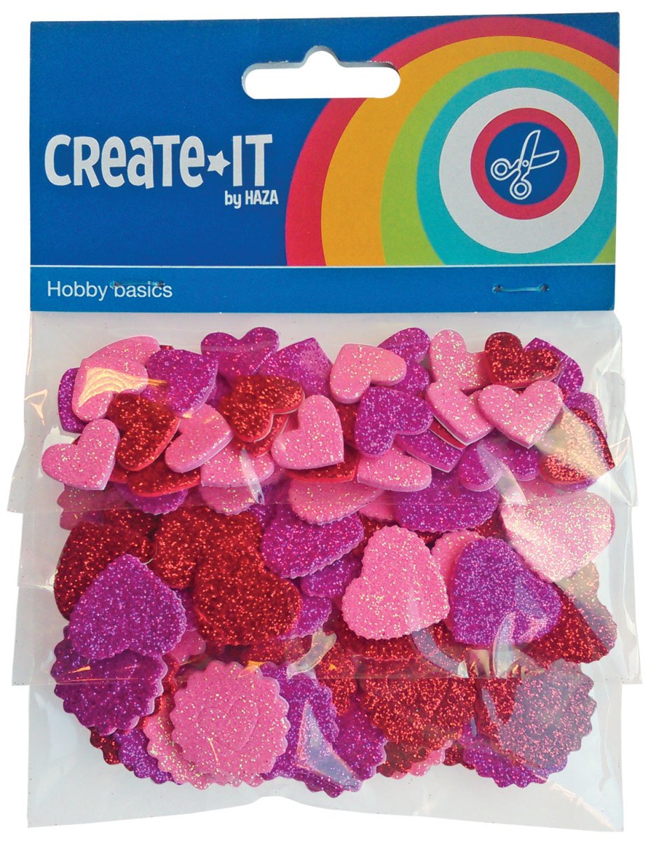 Foam Hartjes Glitter 132st