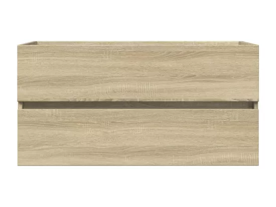 Ensemble de meubles de bain 2pcs céramique et bois d'ingénierie