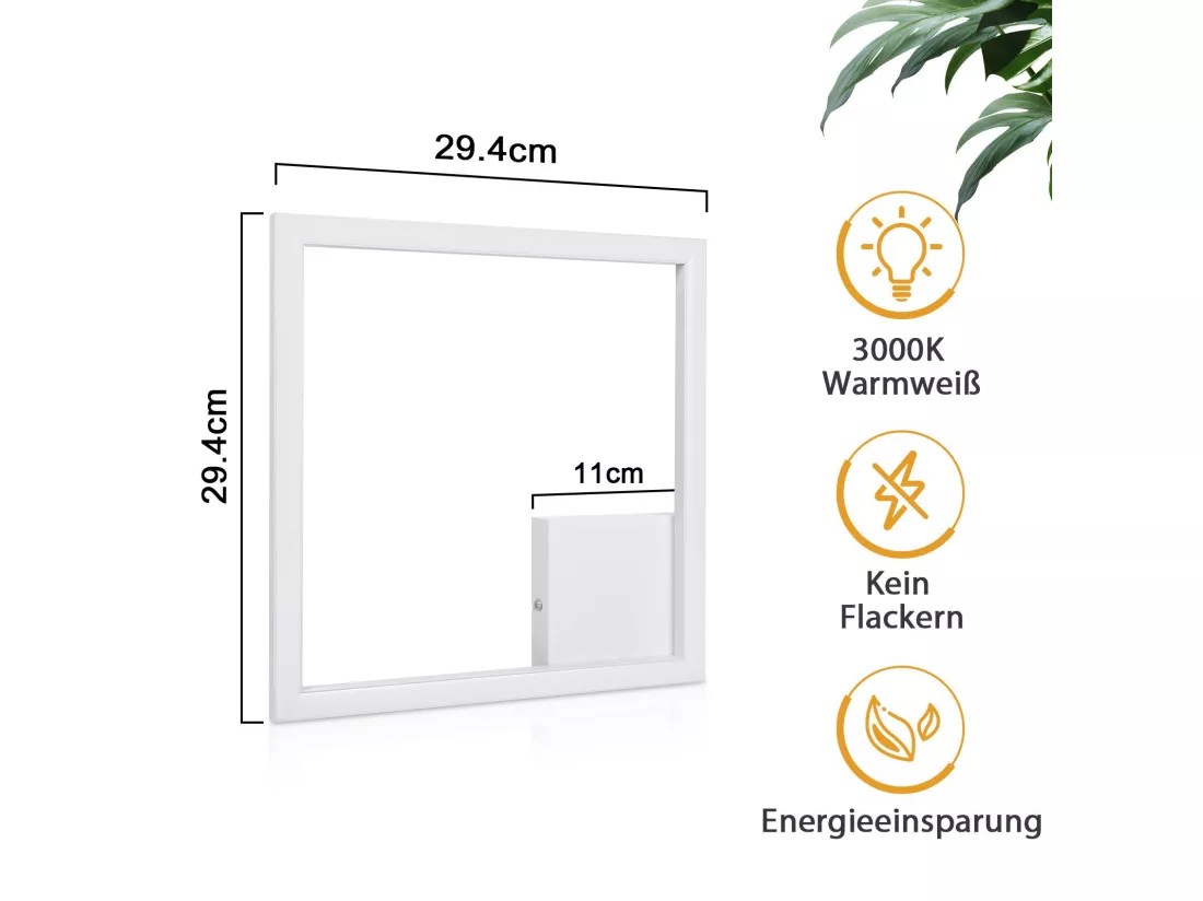 NETTLIFE plafonnier LED blanc 12W moderne 3000K blanc chaud