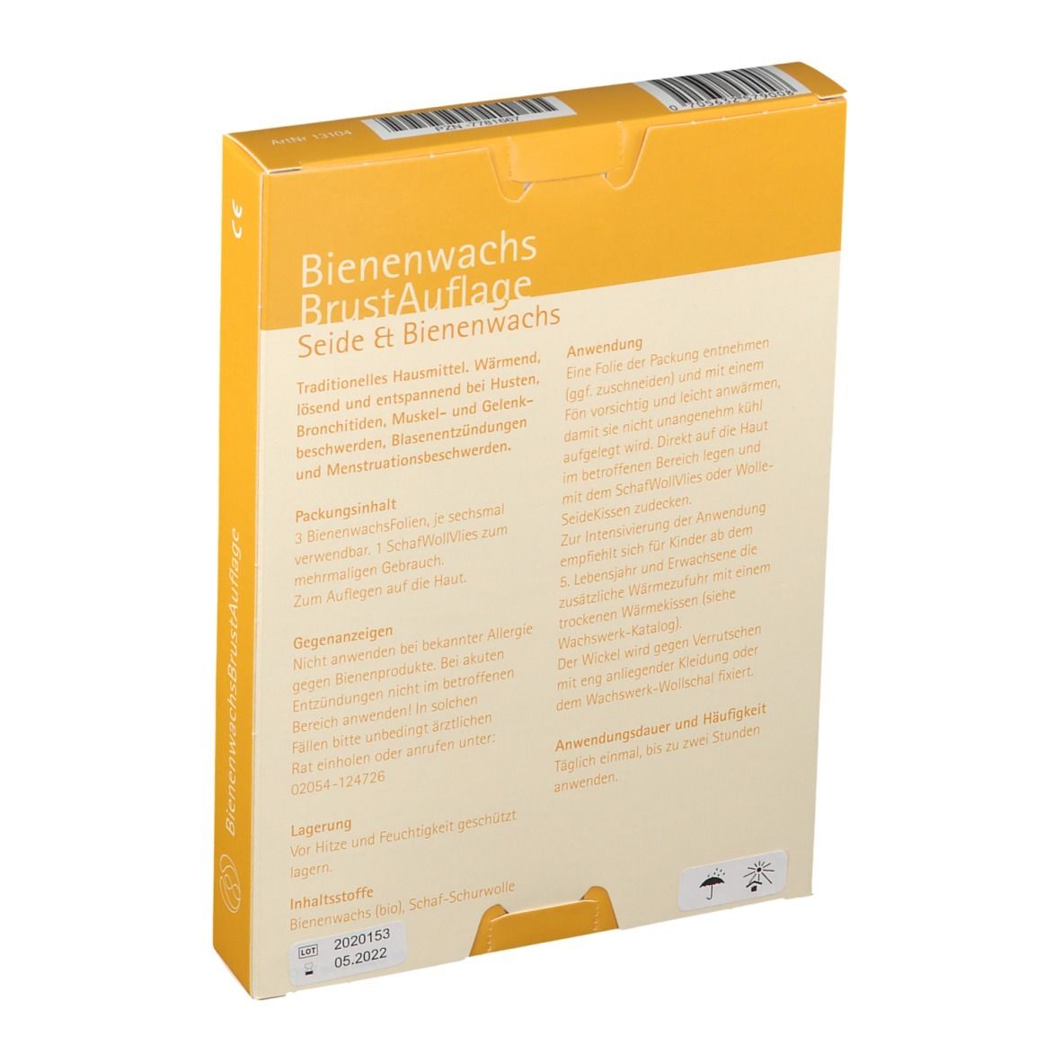 Bienenwachs BrustAuflage Seide & Bienenwachs & WolleVlies