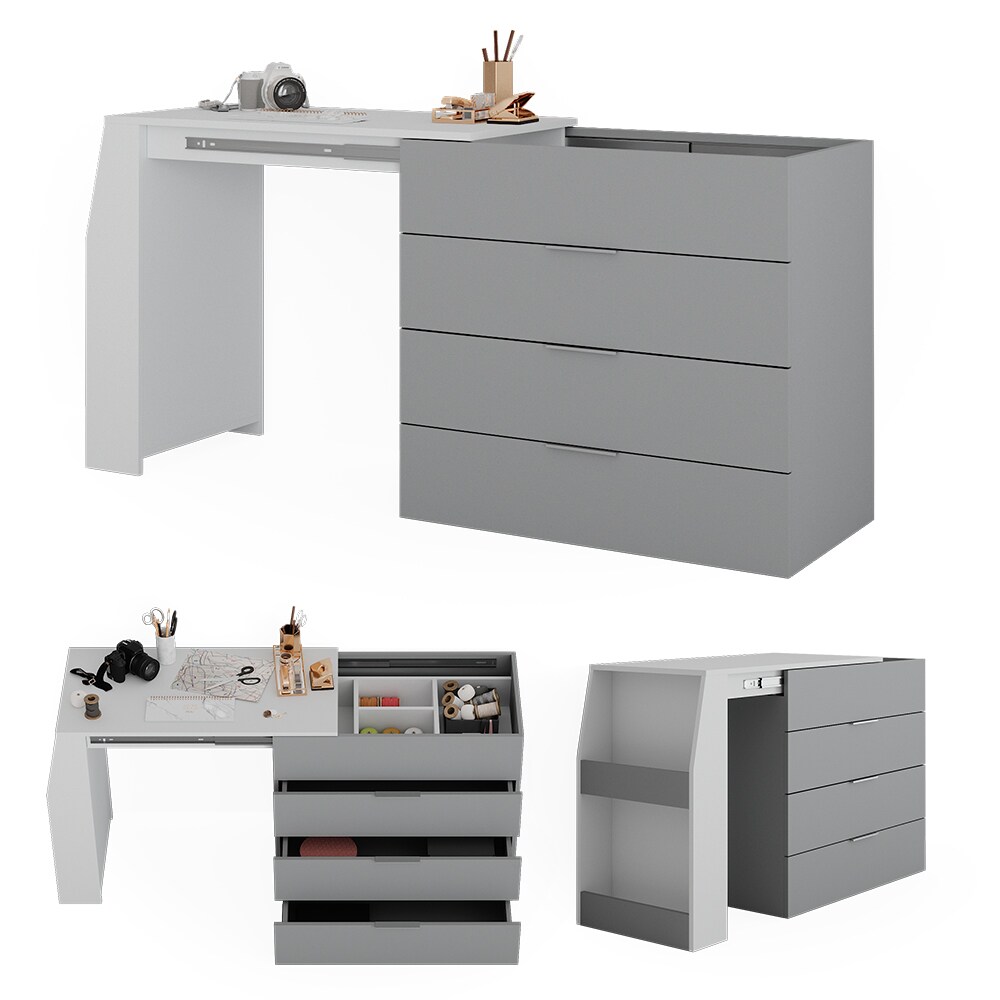 Vicco Basteltisch Iva Weiß Grau 98,5 x 80 cm ausklappbar