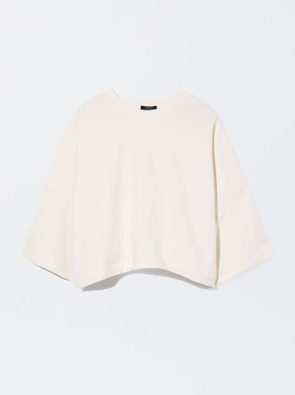 Moletom cropped de algodão - Off-White