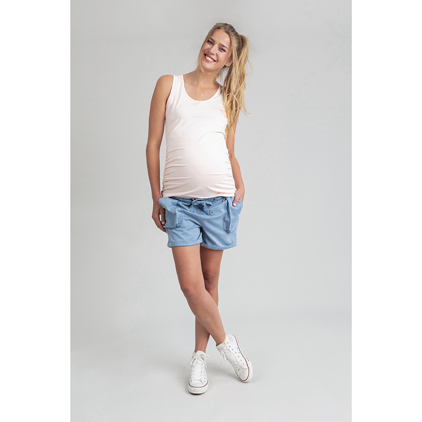 Short de grossesse fluide à poches