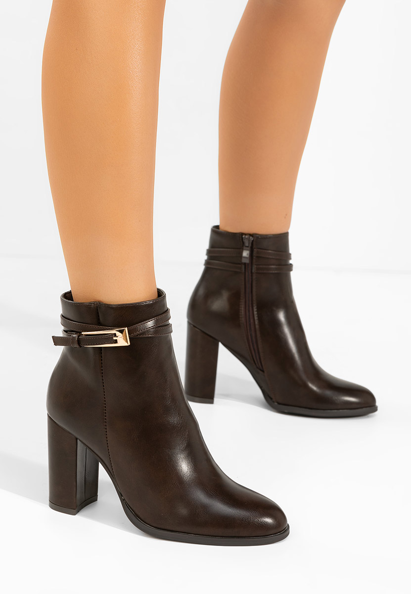 Bottines à gros talon brunes Vanisia