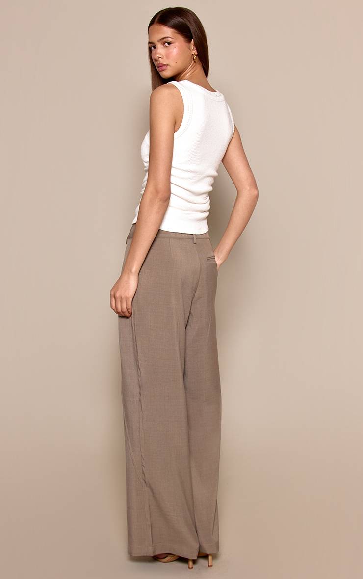 Kaki Pantalon Large À Jambes Évasées Avec Panneau Drapé Et Plis Tissés