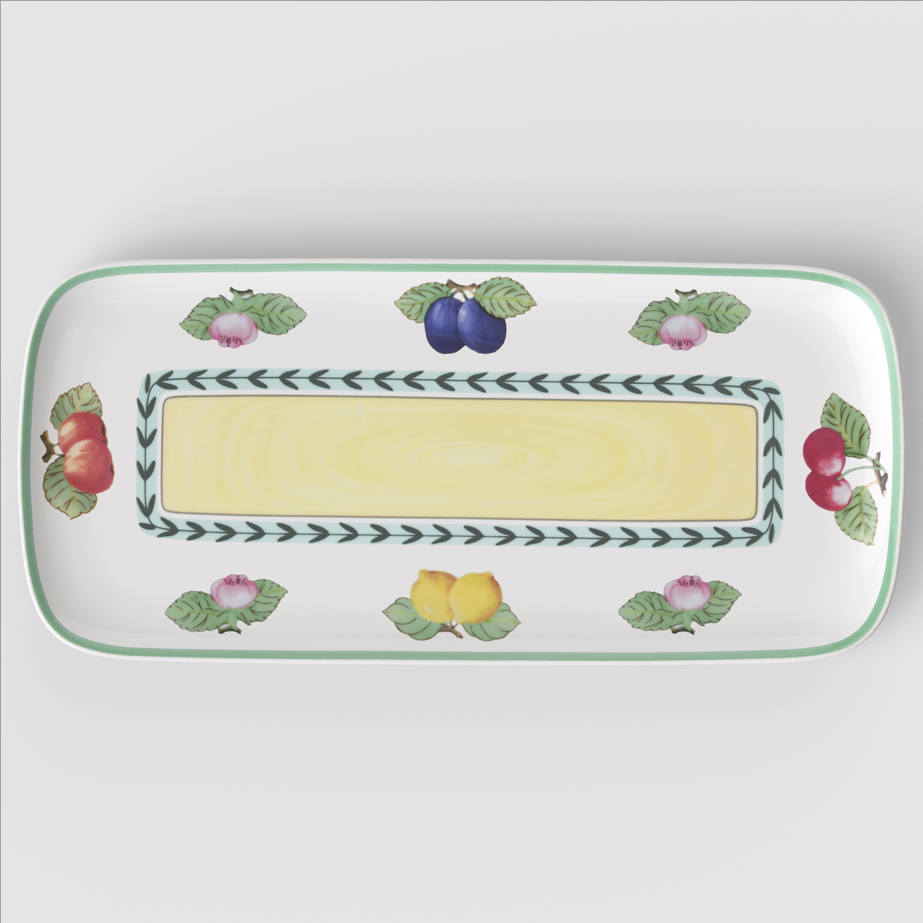 French Garden Cake plate Multi-colored, 13.6'' x 6.3'', Premium Porcelain