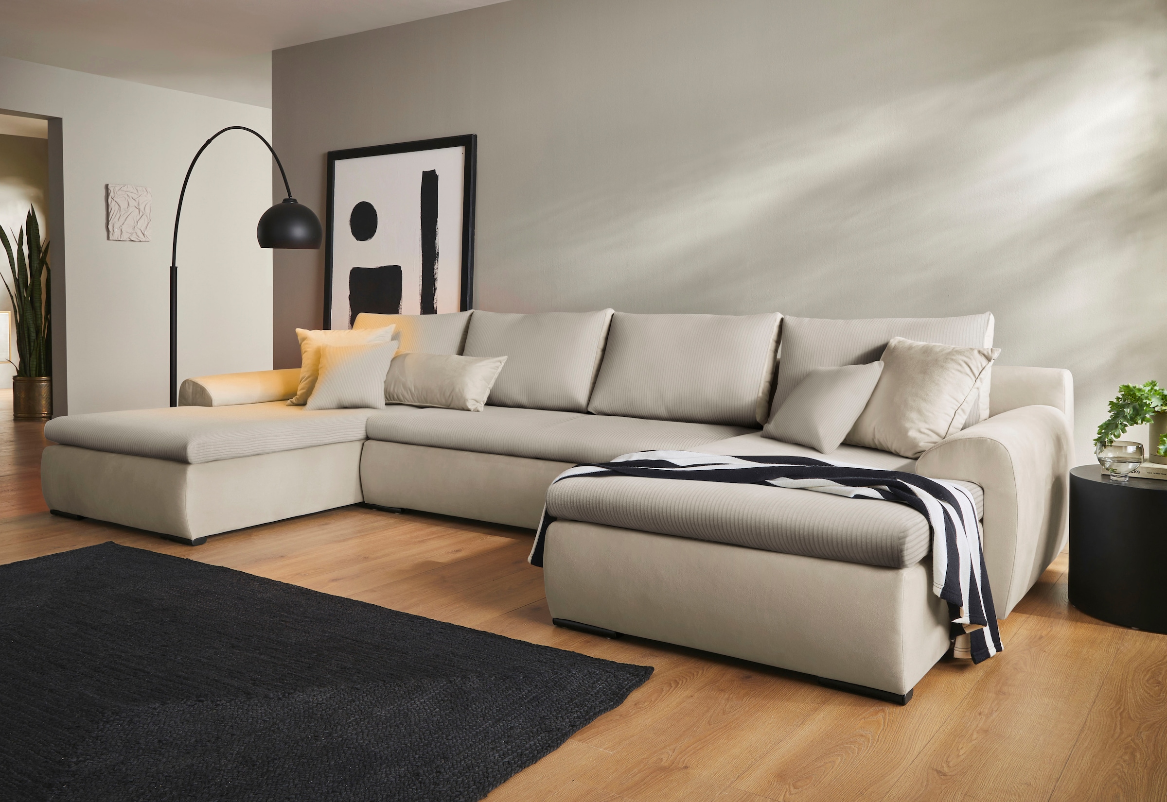 Home affaire Wohnlandschaft »Win U-Form« inklusive Bettfunktion und Bettkasten