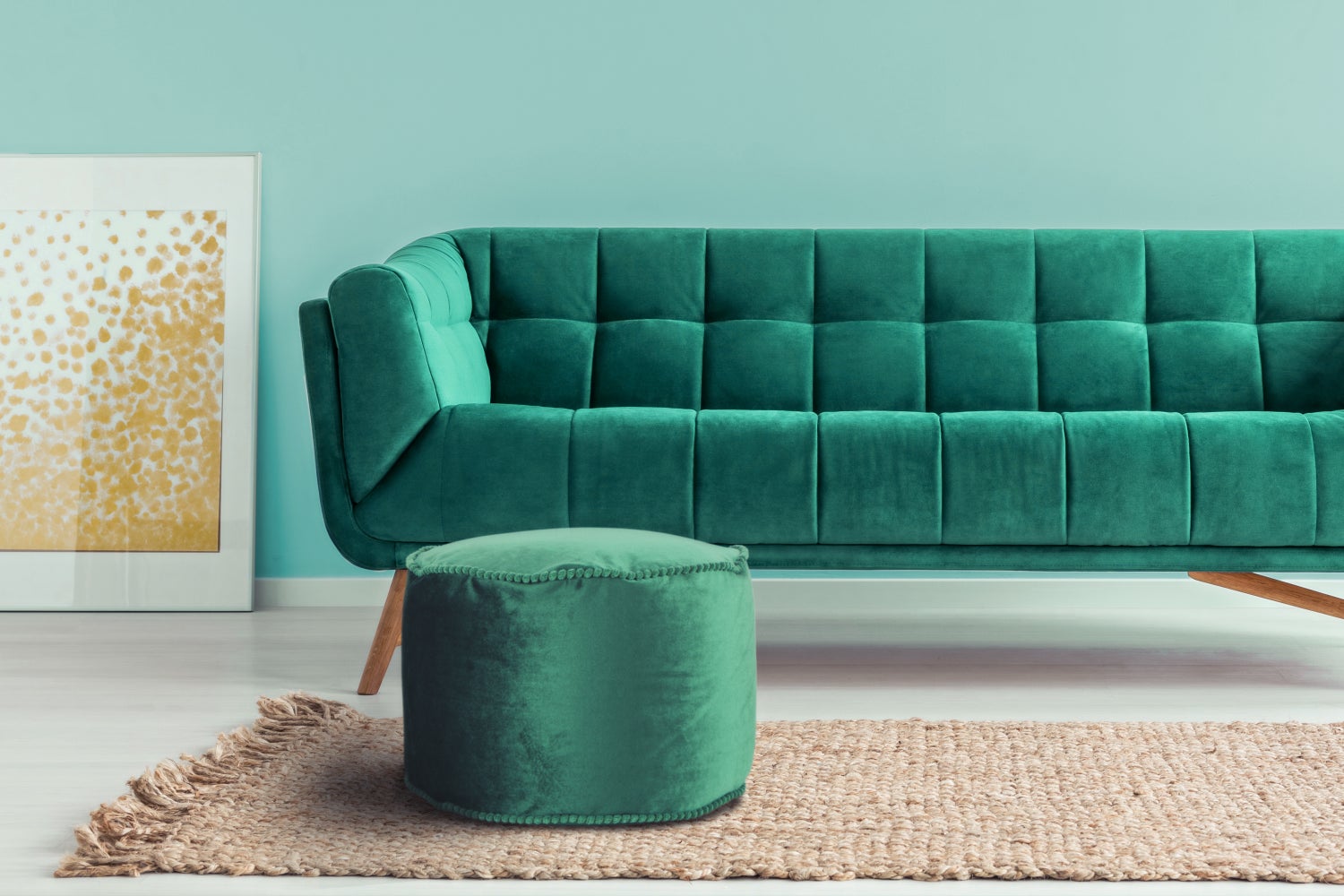 Poefkruk, fluweelzacht, oosters design, groen, rond, Ø 47 cm