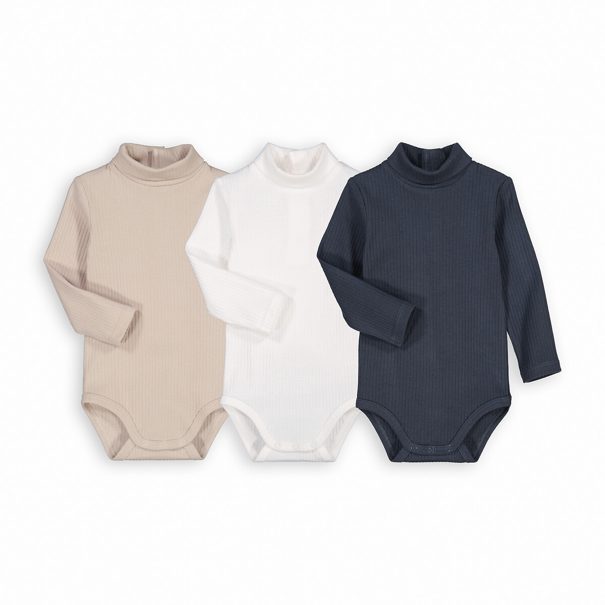 COLEÇÃO LA REDOUTE<br>Conjunto de 3 bodies com gola alta