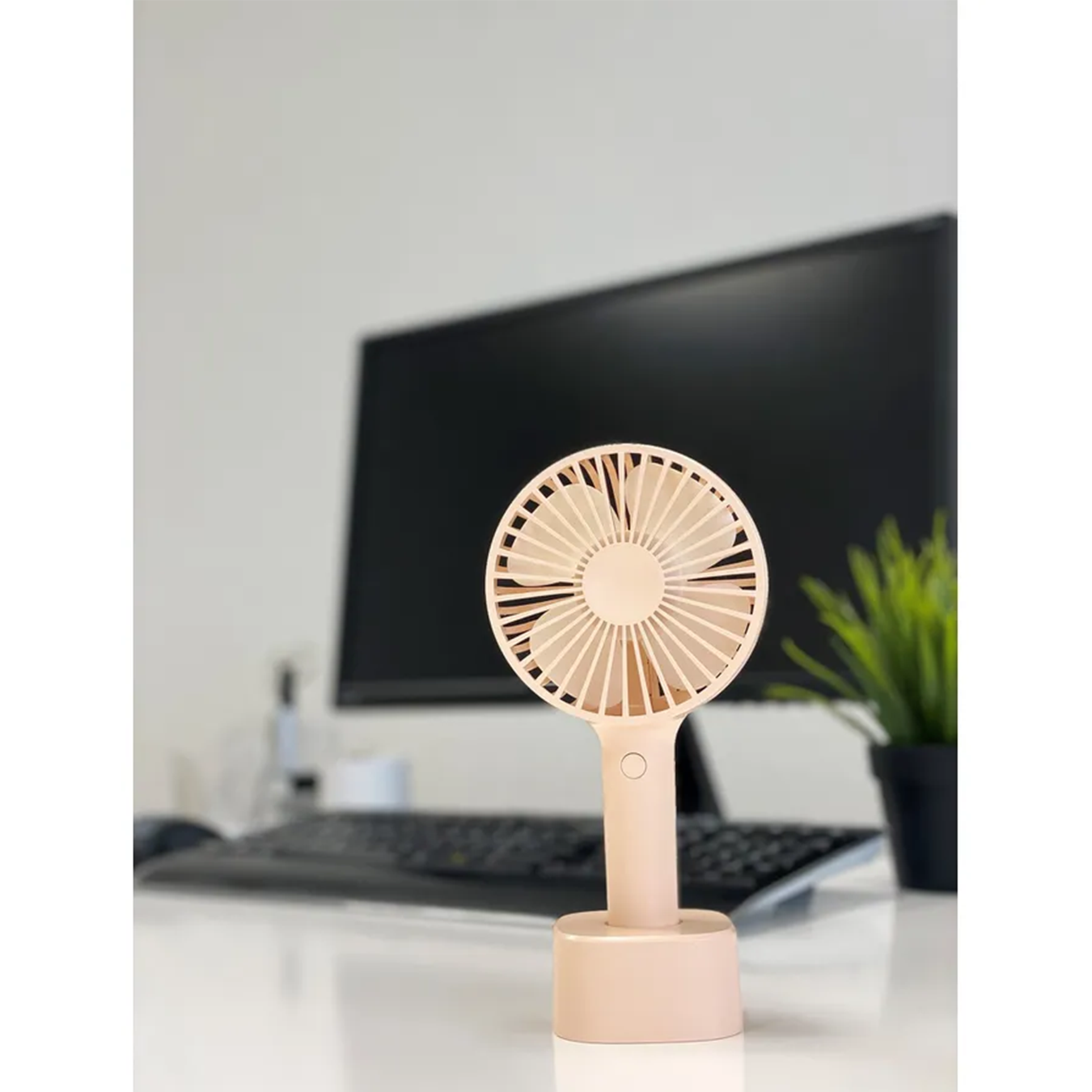 Aiolos PANTOU F3 USB Tischventilator Home Desktop Akku Hand Ventilator (67.F3LA-1) - Rosa
