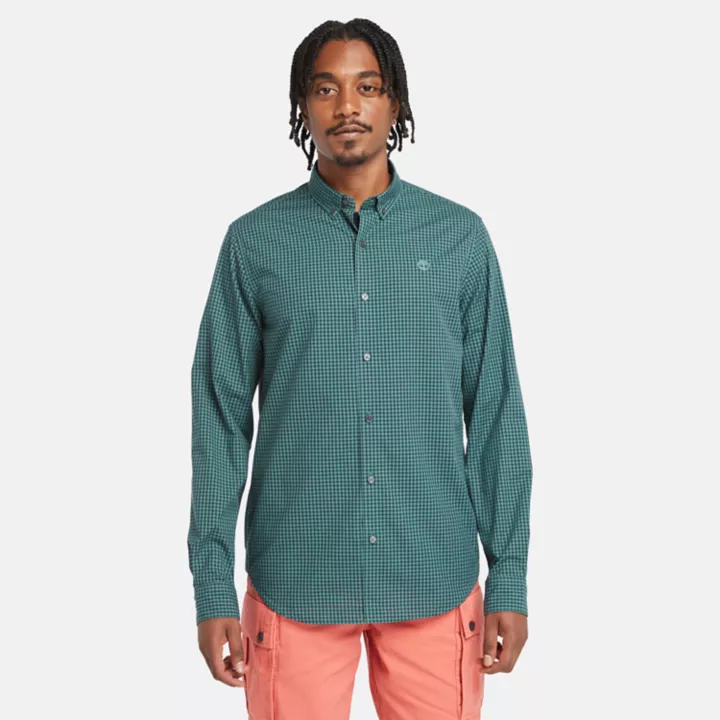 Chemise vichy en popeline pour homme en bleu sarcelle