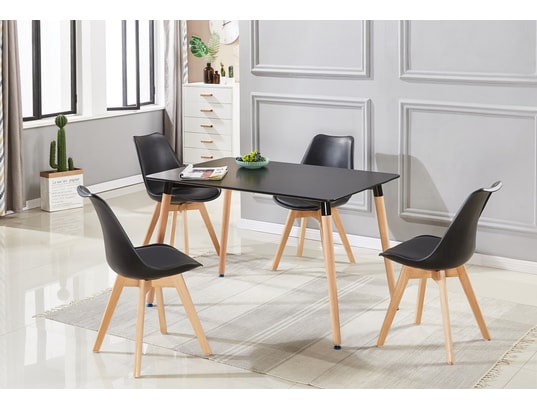 LIFE INTERIORS - Ensemble table et chaises Ensemble salle à manger moderne lorenzo - table noire + 4 ch...