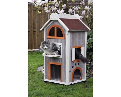 Kattenhuis Fancy Cat 58x55x109 cm grijsoranje