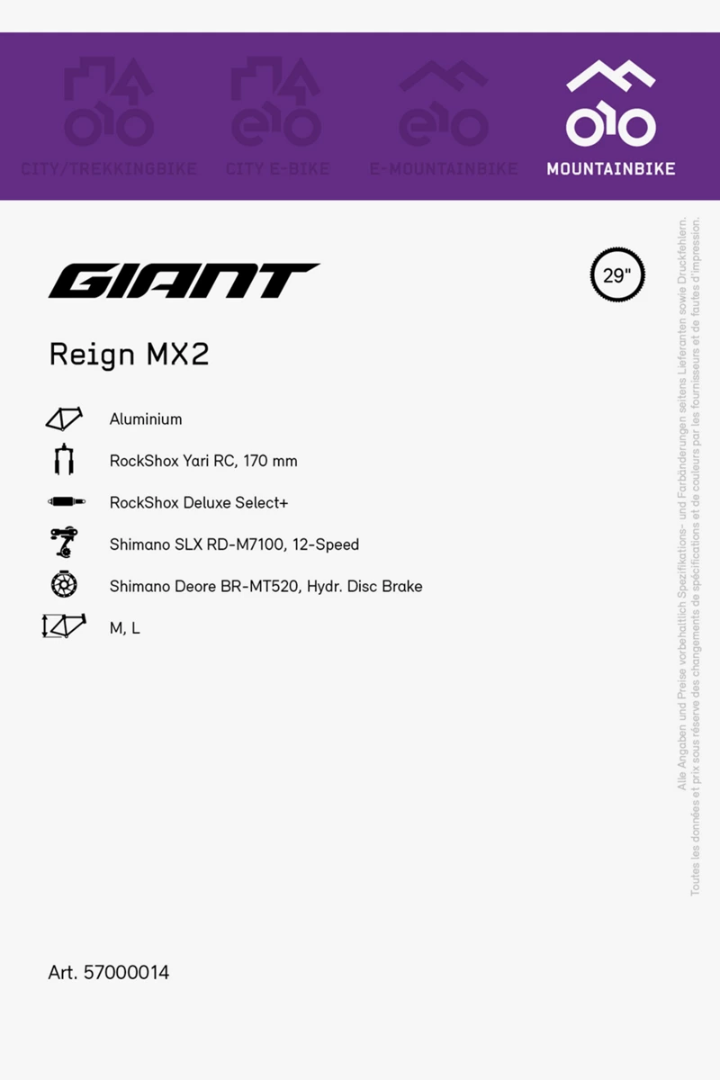 Giant Reign MX2 29 Mountainbike 2023