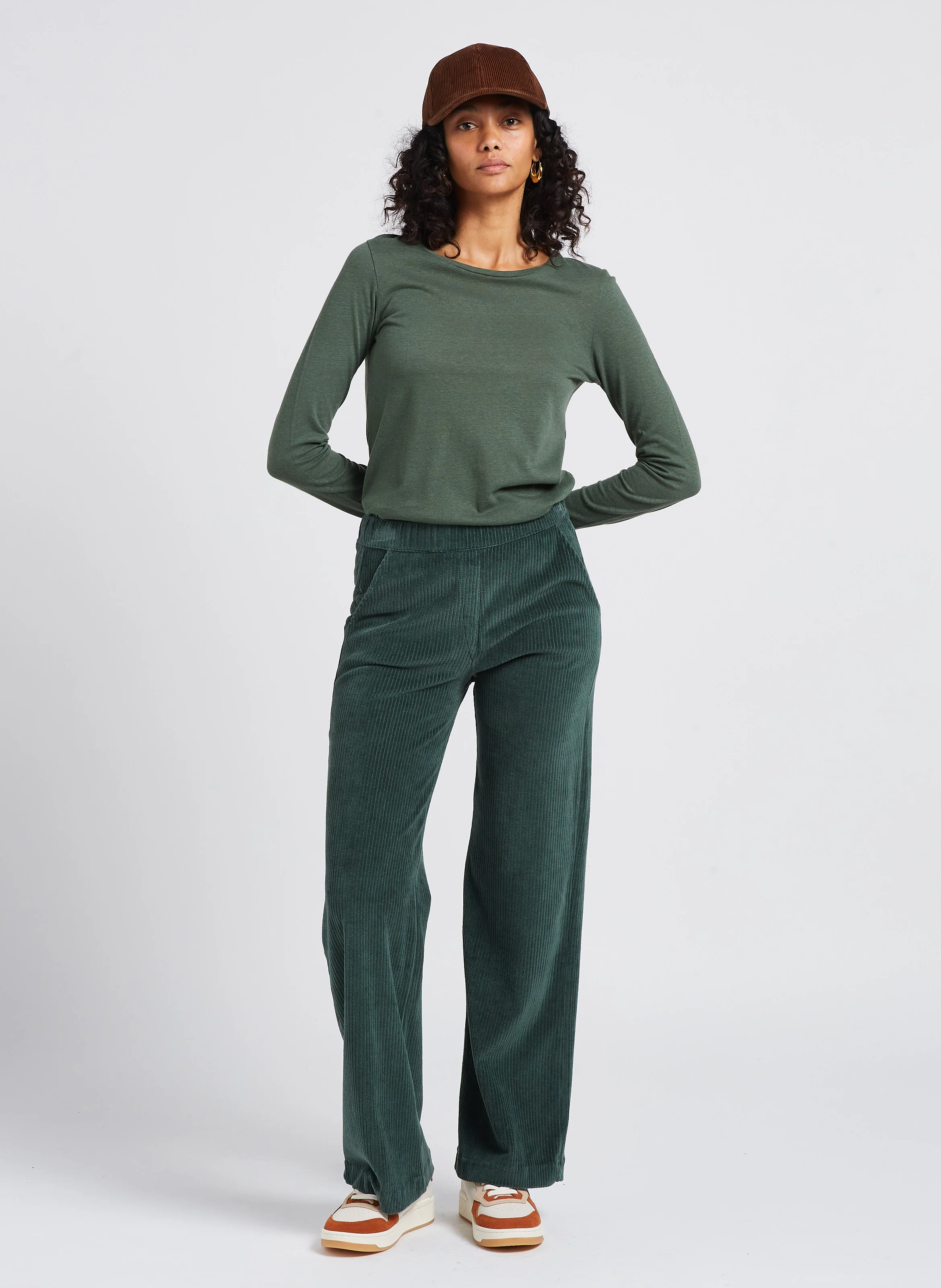 Pantalon droit en velours | Vert