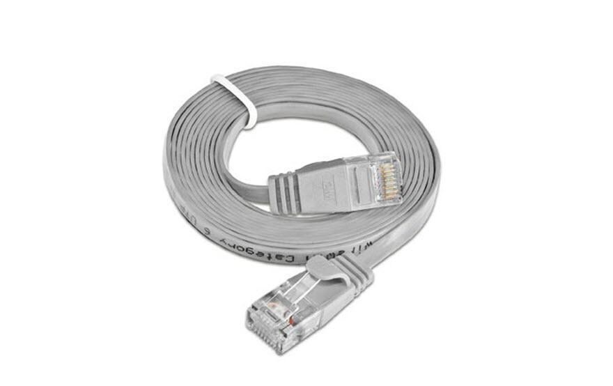 Slimpatchkabel RJ-45 - RJ-45, Cat 6, UTP, 1 m, GrauUnscreened/Unshielded Twisted-Pair-Kabel (UTP) mit Klinkenschutz