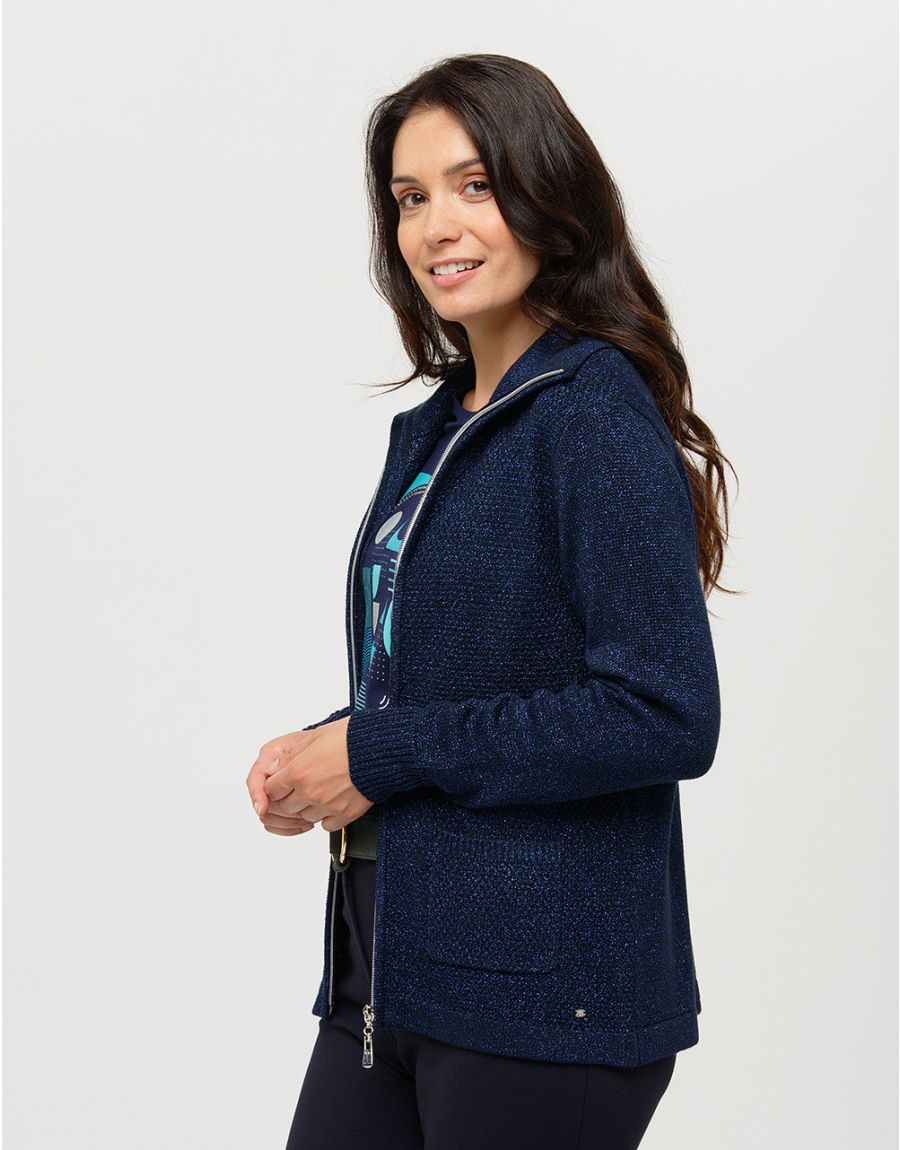 Gilet maille marine irisé