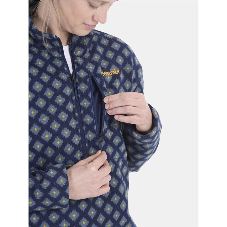 Marmot Wm'S Heavyweight Drop Line Printed 1/2 Zip Navy
