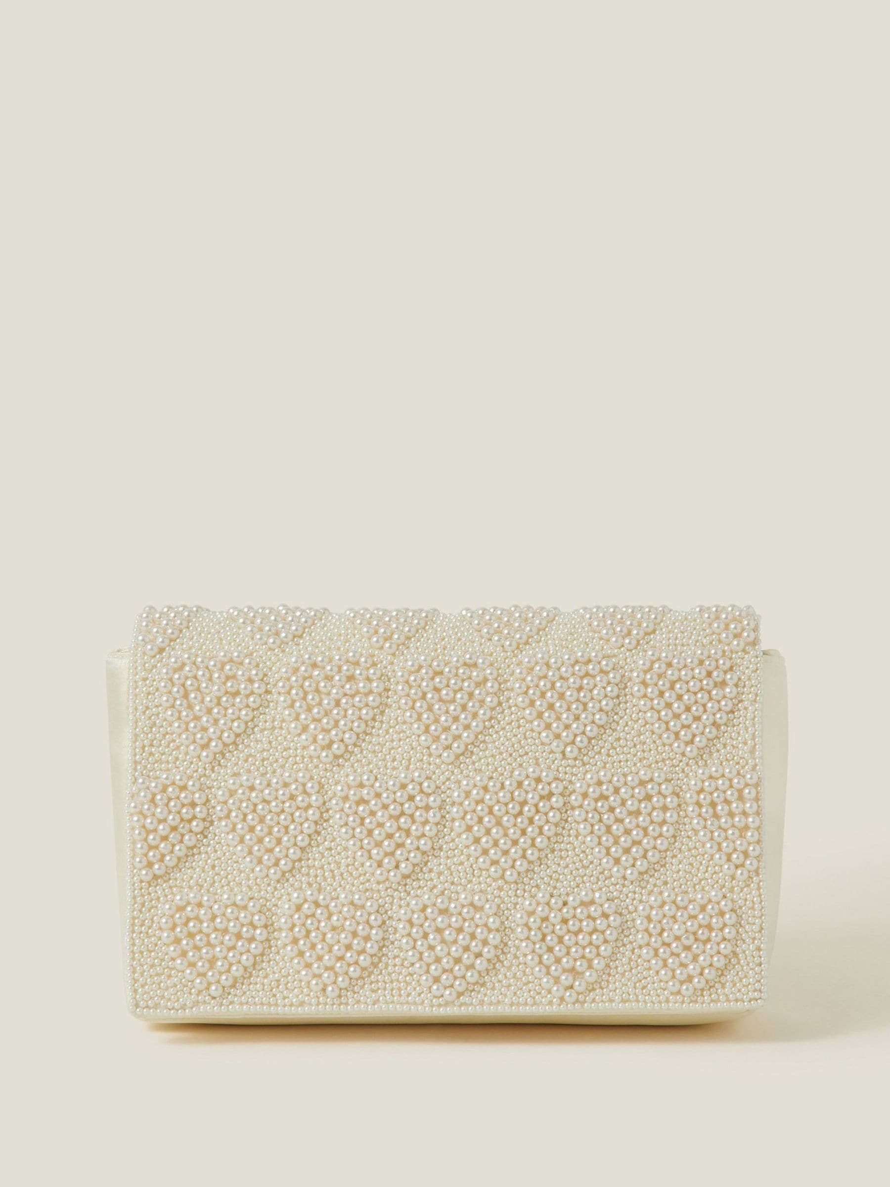 Accessorize Bridal Pearl Heart Clutch Bag
