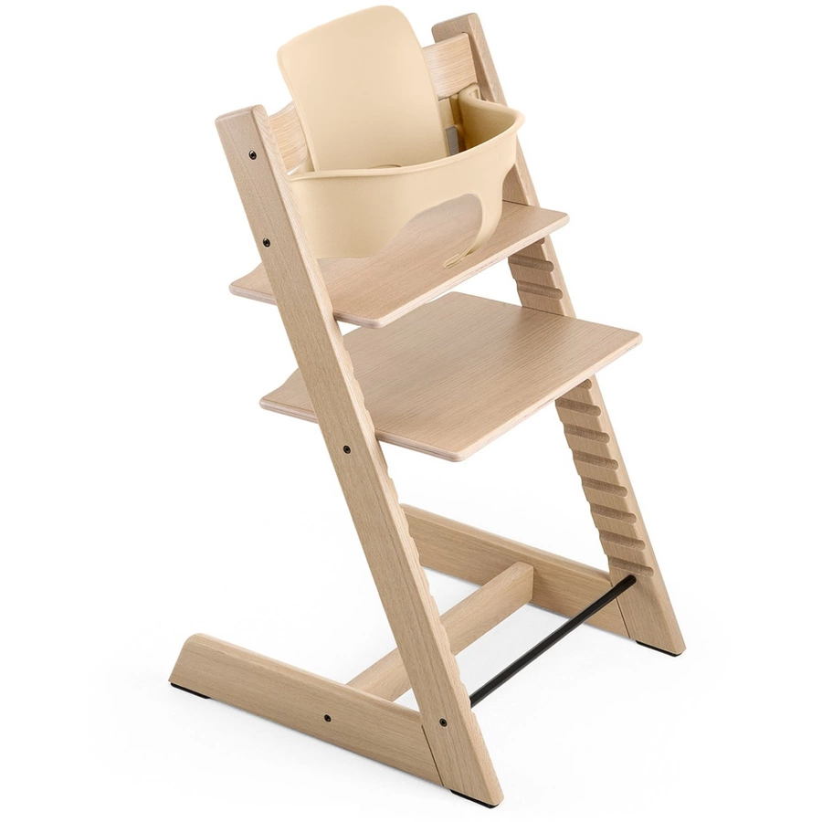 STOKKE® Mega Tripp Trapp® Set Hochstuhl Oak natur inkl. Newborn Set™ Grey und Baby Set natur