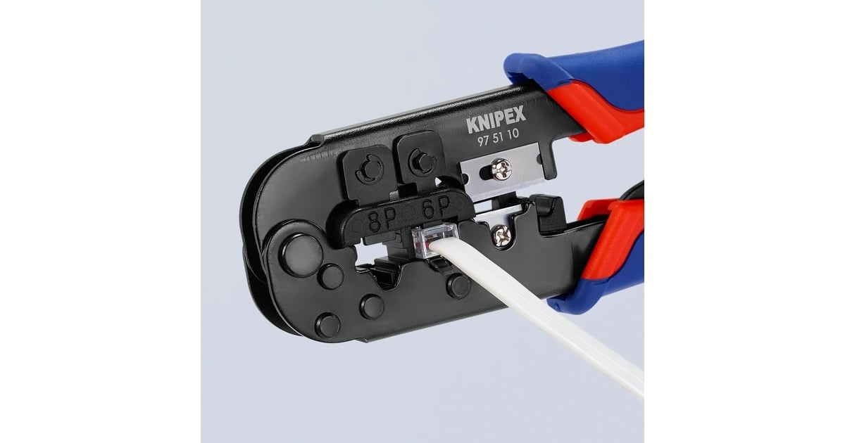 KNIPEXKrimptang 97 51 10 SB  (Blauw/rood, RJ-11/12 en RJ-45 stekker)
