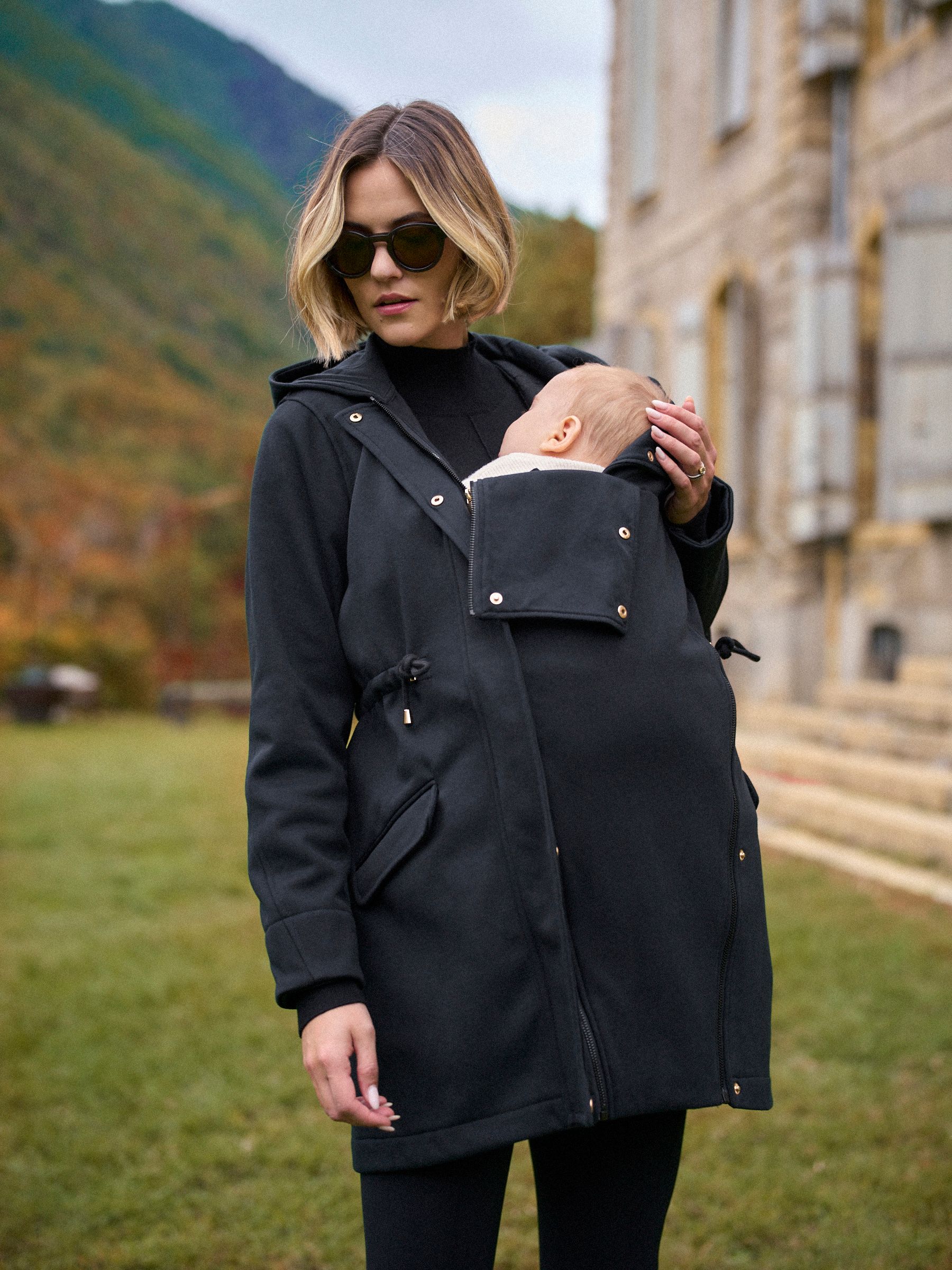 Seraphine Maternity Drawstring Waist Black Hoodie